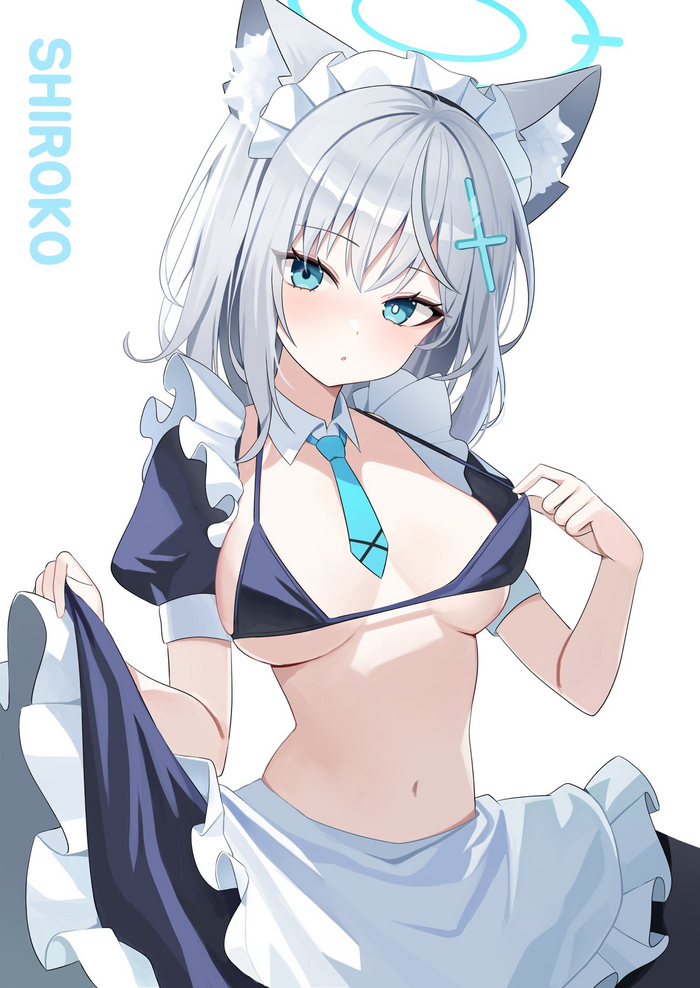 Maid Wide - NSFW, Anime, Anime art, Art, Girls, Games, Sunaookami shiroko, Blue archive, Housemaid, Animal ears