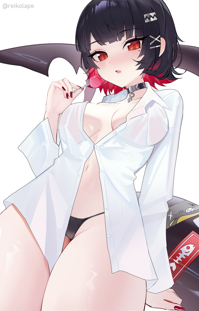 Ellen - NSFW, Anime art, Anime, Zenless Zone Zero, Ellen Joe (zzz), Pantsu, Shirt, Tail, Choker