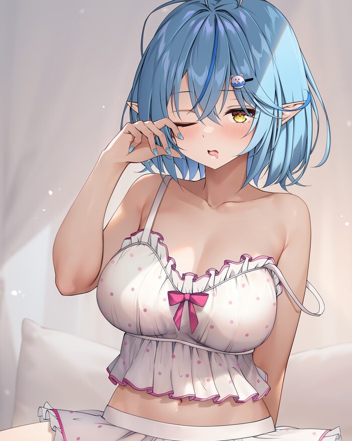 Yukihana Lamy - NSFW, Anime Art, Hololive, Virtual YouTuber, Yukihana Lamy, Сиськи, Панцу, Длиннопост