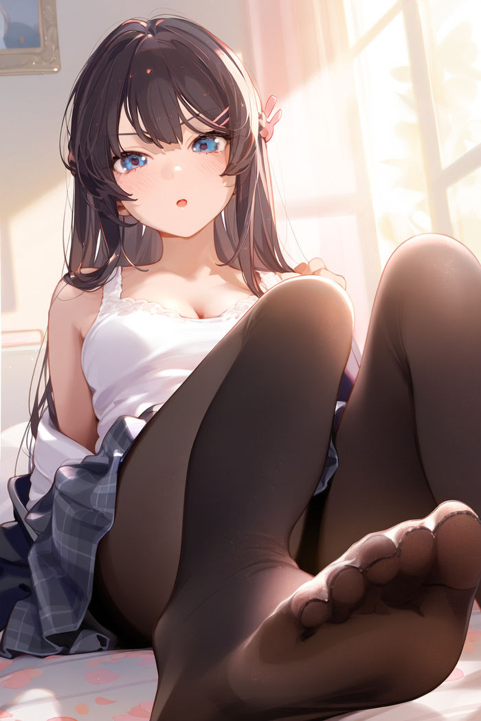 Mai Sakurajima - NSFW, Футфетиш, Арты нейросетей, Anime Art, Аниме, Девушки, Mai Sakurajima, Rascal Does Not Dream of Bunny Girl Senpai, Telegram (ссылка)