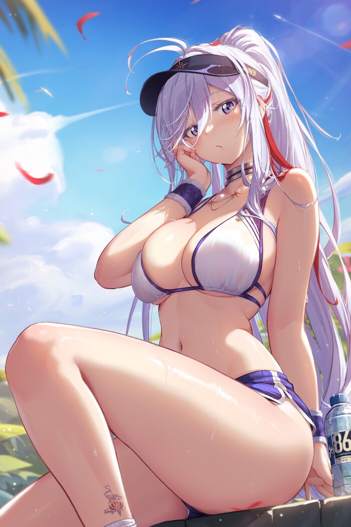 Vladilena - NSFW, Anime art, Anime, 86 (Eighty Six), Vladilena Milize, Swimsuit, Boobs, Mitsu Art, Longpost