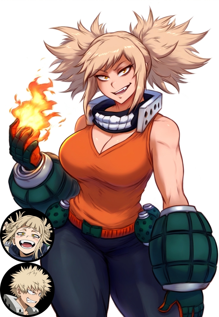 Continuation of the post Merging! - NSFW, Art, Anime, Anime art, Hand-drawn erotica, Erotic, Neural network art, Boku no hero academia, Toga himiko, Mei Hatsume, Katsuki Bakugou, Reply to post, Longpost, A wave of posts