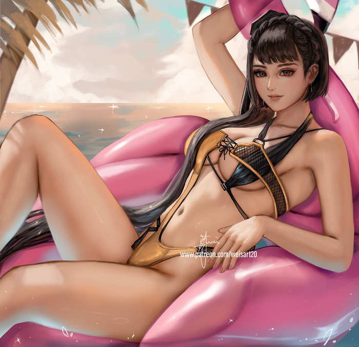 Eve - NSFW, Eve (Stellar Blade), Stellar Blade, Pixiv, Art, Erotic, Swimsuit, Stomach, Navel, Hips, Game art