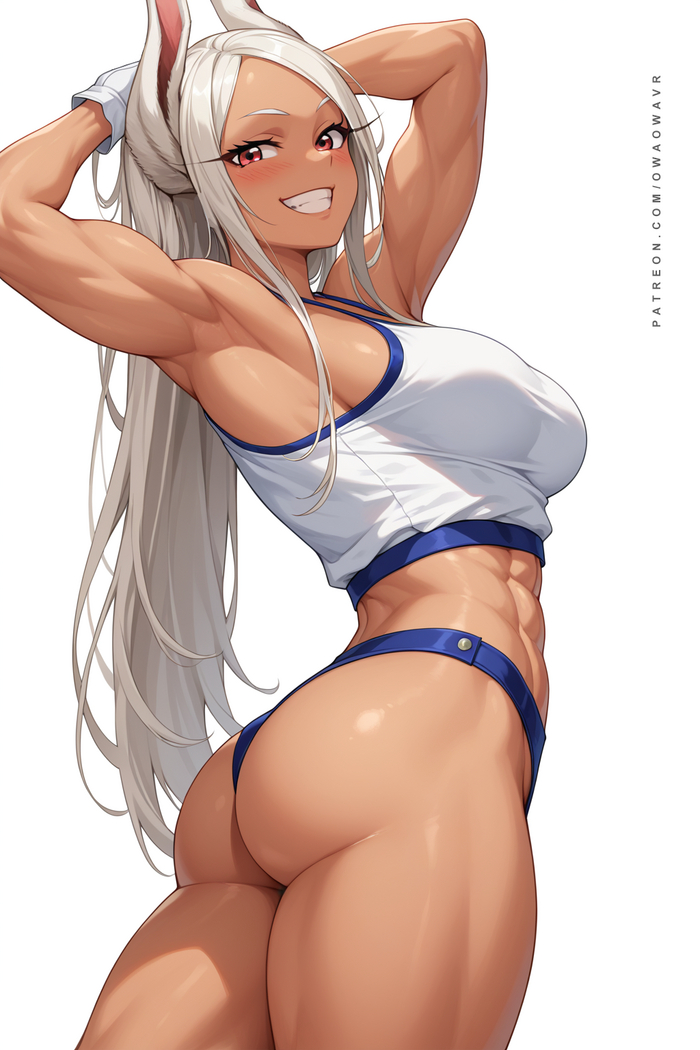 Miruko - NSFW, Anime art, Anime, Boku no hero academia, Miruko, Animal ears, Neural network art, Strong girl