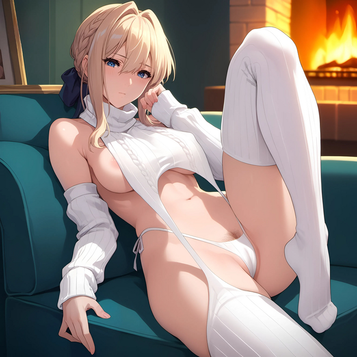 Violet - NSFW, Аниме, Anime Art, Violet Evergarden, Virgin killer sweater, Панцу, Арты нейросетей