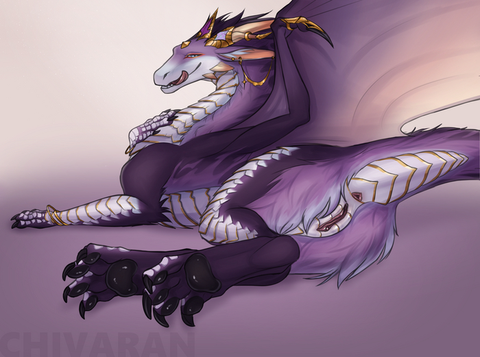 Hi there^^ - NSFW, Art, The Dragon, Furotica, Furotica female, Labia, Digital drawing, Lies, Back view, Paws, Chivaran, Pose