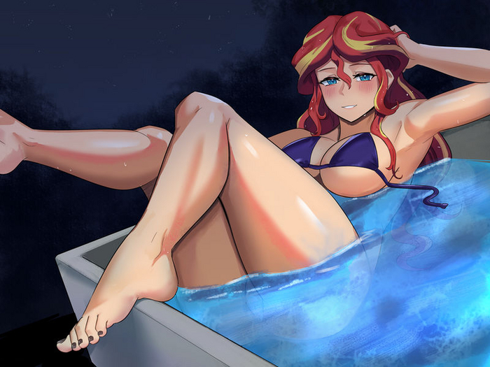 Bacon soaks - NSFW, My little pony, PonyArt, MLP Edge, Sunset shimmer, Tzc, Humanization