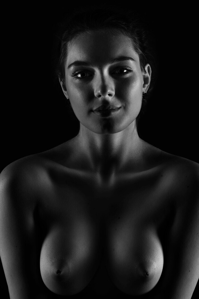 Portrait - NSFW, My, Girls, Erotic, Professional shooting, Black and white photo, Figure