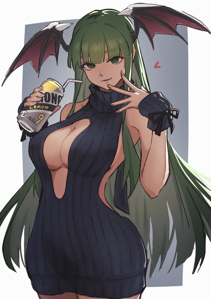 Morrigan - NSFW, Anime art, Anime, Game art, Darkstalkers, Morrigan Aensland, Lilith Aensland, Twitter (link), Longpost