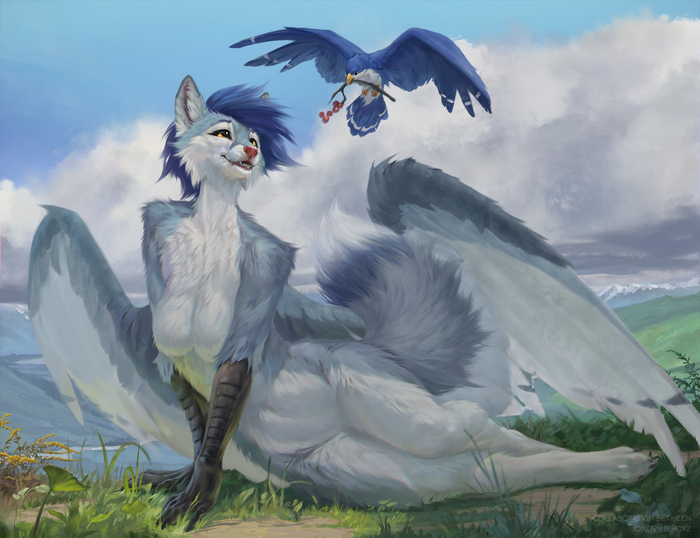 Feathered friendship - NSFW, Furry, Anthro, Art, Furry edge, Furry canine, Latex-Artist