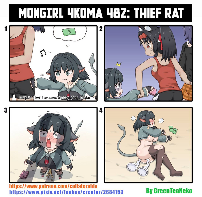 Rat thief - NSFW, Anime, Comics, Greenteaneko, Jane Doe (zzz), Zenless Zone Zero, Animal ears, Tail, 4koma, Nekomiya Mana (zzz), Belle (zzz)