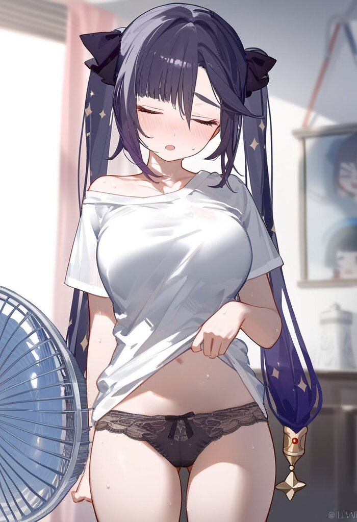 Mona - NSFW, Anime art, Anime, Girls, Games, Genshin impact, Mona (genshin impact), Underwear, Pantsu, Underpants, Neural network art