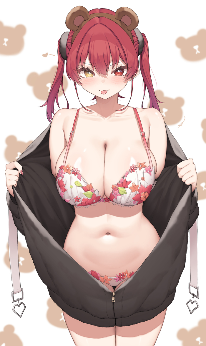 Mishka Marin - NSFW, Art, Anime, Anime art, Hololive, Houshou marine, Virtual youtuber, Heterochromia, Underwear, Pantsu, Boobs, Erotic, Hand-drawn erotica, Cloba