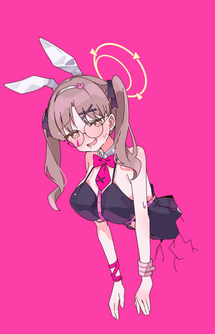 Bunny Stuck - NSFW, Anime, Anime art, Blue archive, Kazekura Moe, Bunnysuit, Bunny ears, Girl in glasses, Vocaloid, Crossover