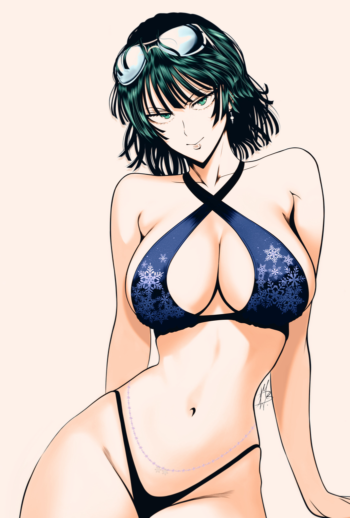 Fubuki in a swimsuit - NSFW, Mostlybluewyatt, Art, Anime, Anime art, Hand-drawn erotica, Erotic, Onepunchman, Fubuki, Swimsuit