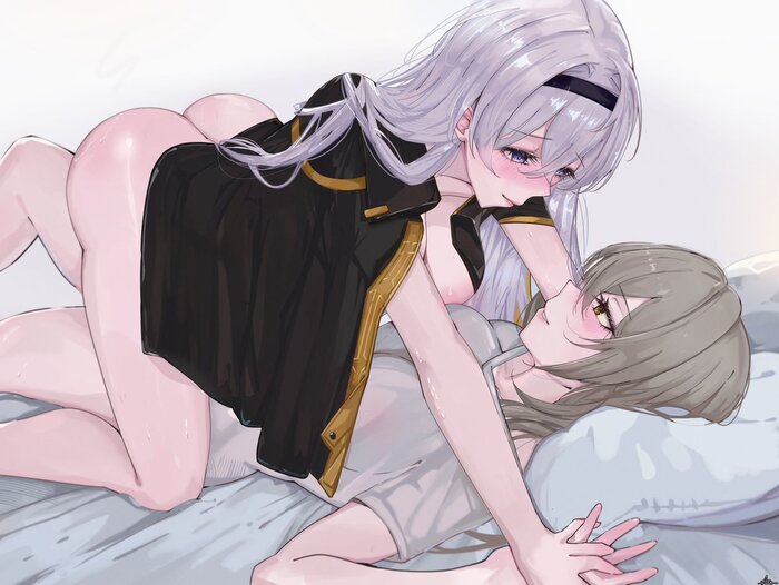 Stelle & Firefly - NSFW, Anime Art, Аниме, Подруга, Yuri, Honkai: Star Rail, Stelle (Honkai: Star Rail), Firefly (Honkai: Star Rail), Держание за руки, Twitter (ссылка)