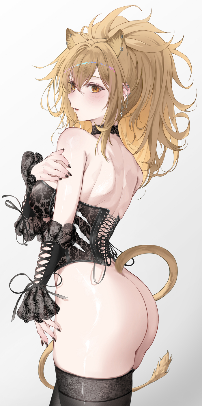 Siege - NSFW, Anime art, Anime, Arknights, Siege (Arknights), Animal ears, Tail, Hand-drawn erotica, Dlnk