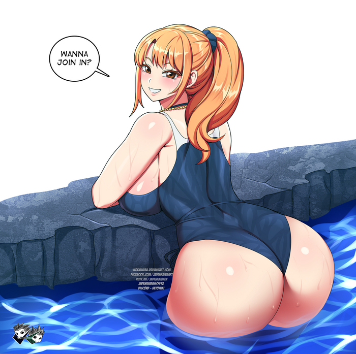 aika - NSFW, Jadenkaiba, Art, Anime, Anime art, Hand-drawn erotica, Erotic, Swimsuit, Extra thicc