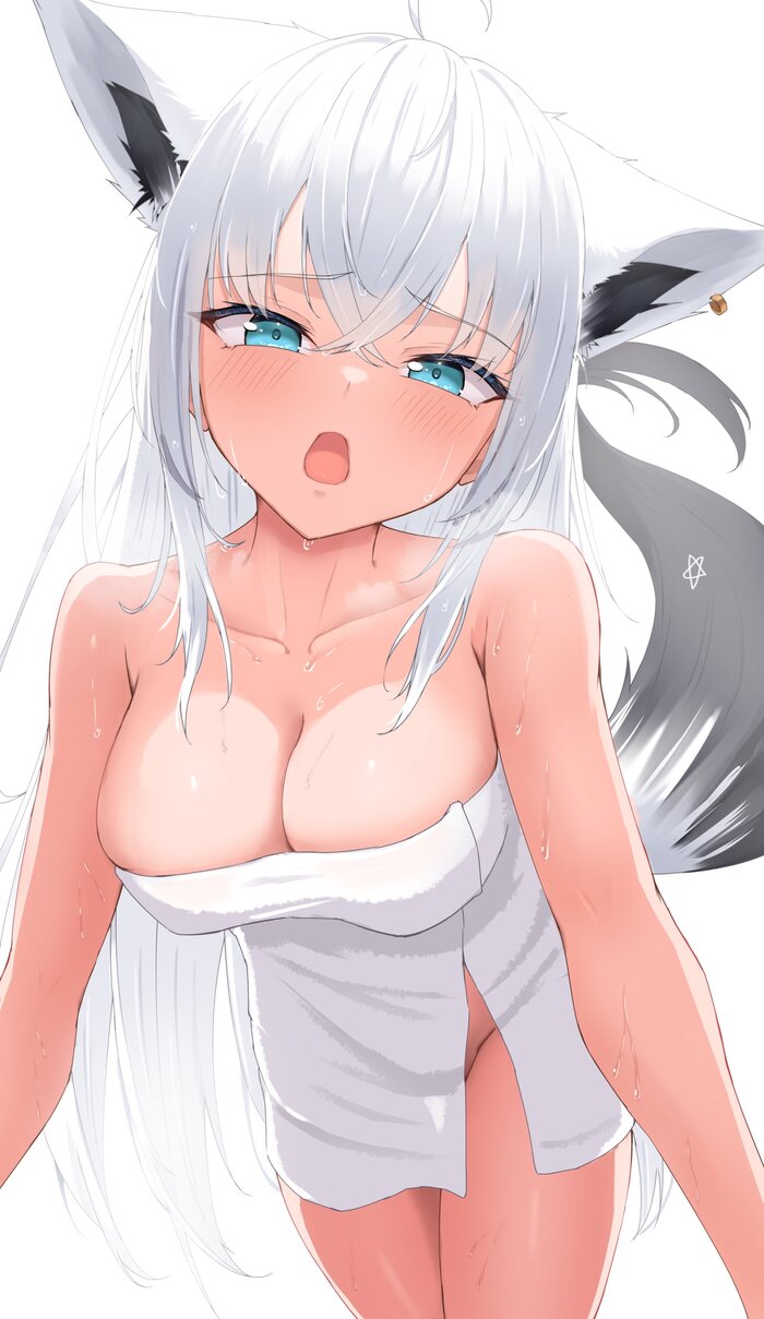 Fubuki - NSFW, Anime Art, Аниме, Hololive, Virtual YouTuber, Shirakami Fubuki, Сиськи, Хвост, Animal Ears