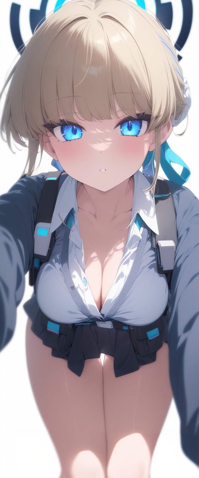 Looks into the soul - NSFW, Anime, Anime art, Asuma Toki, Blue archive, Girls, Neural network art, Neckline, Longpost