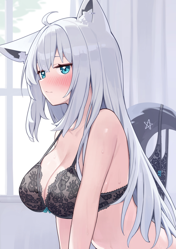 Fubuki - NSFW, Anime art, Anime, Virtual youtuber, Hololive, Shirakami fubuki, Deaver, Animal ears, Tail