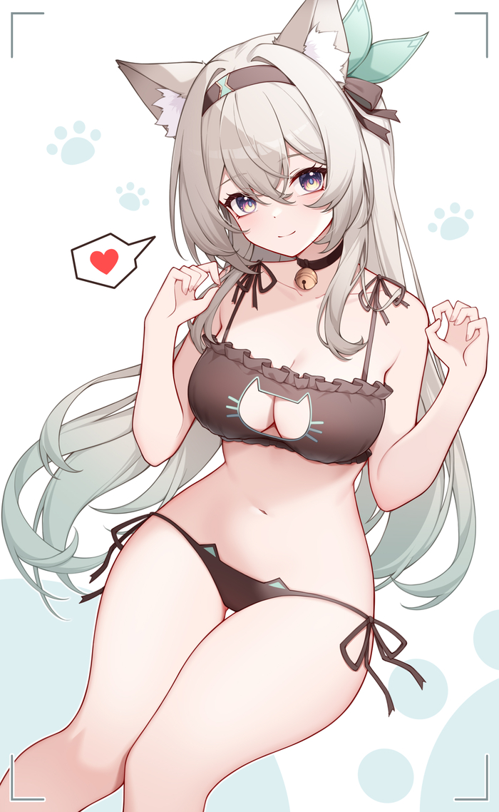 Nya - NSFW, Anime art, Anime, Honkai: Star Rail, Firefly (Honkai: Star Rail), Animal ears, Cat keyhole bra