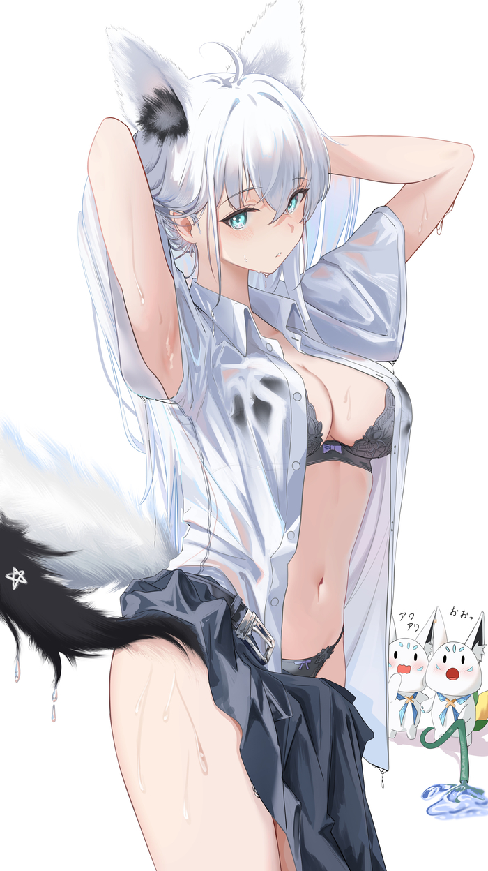 Fubuki - NSFW, Anime art, Anime, Hololive, Virtual youtuber, Shirakami fubuki, Animal ears, Tail, Underwear