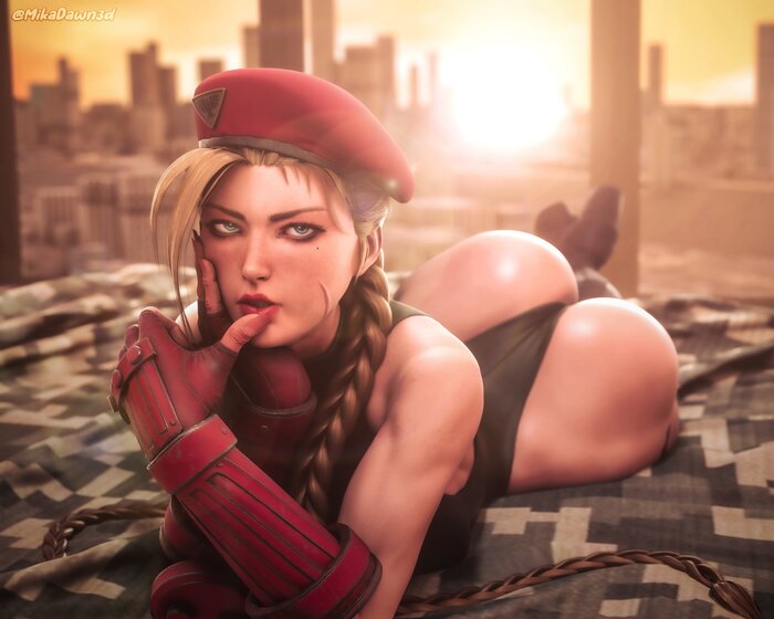 В закатных лучах - NSFW, Эротика, Попа, Арт, Рисованная эротика, Game Art, Cammy White, Street Fighter, 3D