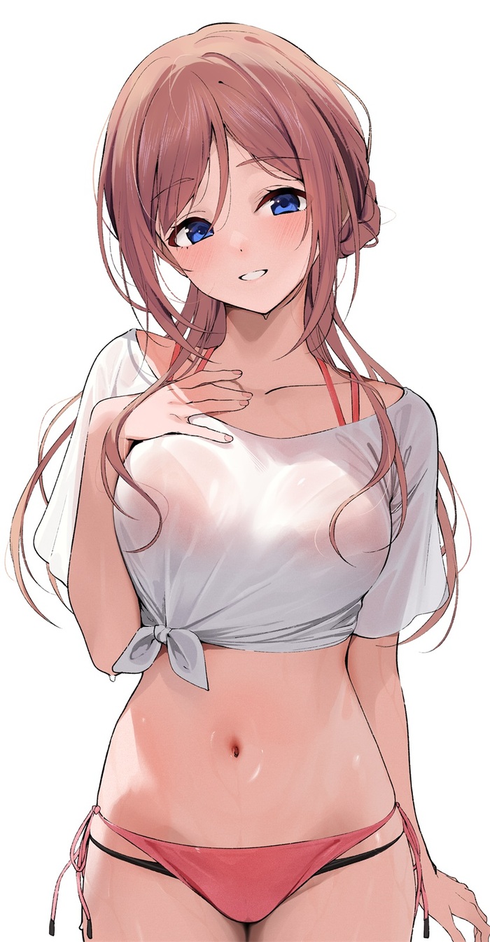 Himesaki Rinami - NSFW, Anime Art, Аниме, Idolmaster, Девушки, Купальник, Gin00