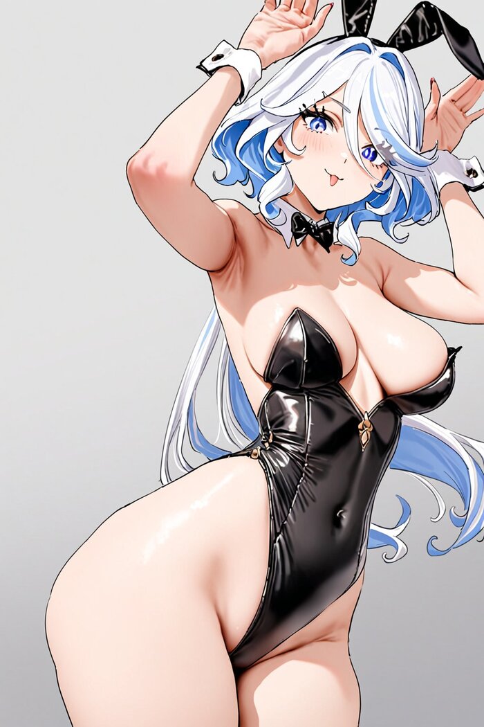 Зайка - NSFW, Аниме, Anime Art, Furina (Genshin Impact), Genshin Impact, Bunnysuit, Bunny Ears, Бедра, Сиськи, Арты нейросетей