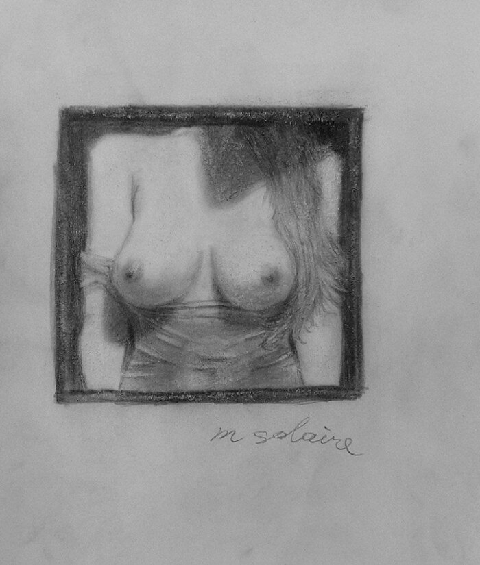 My first drawing in a long time - NSFW, My, Boobs, Erotic, Pencil drawing, Art