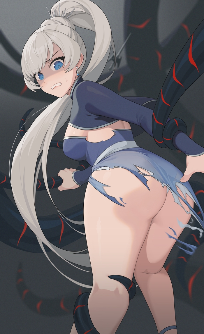 Критический момент - NSFW, Anime Art, Аниме, RWBY, Weiss Schnee, Тентакли