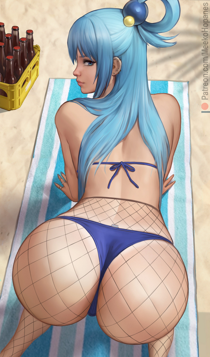 Aqua - NSFW, Anime, Anime art, Art, Girls, Aqua, Konosuba, Meekohopanes, Hand-drawn erotica, Booty, 18+