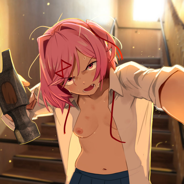 Guys, have you seen Monica? - 18+, Anime art, Anime, Doki Doki Literature Club, Sayori, Natsuki, Yuri DDLC, Visual novel, Khyleri, Longpost, NSFW