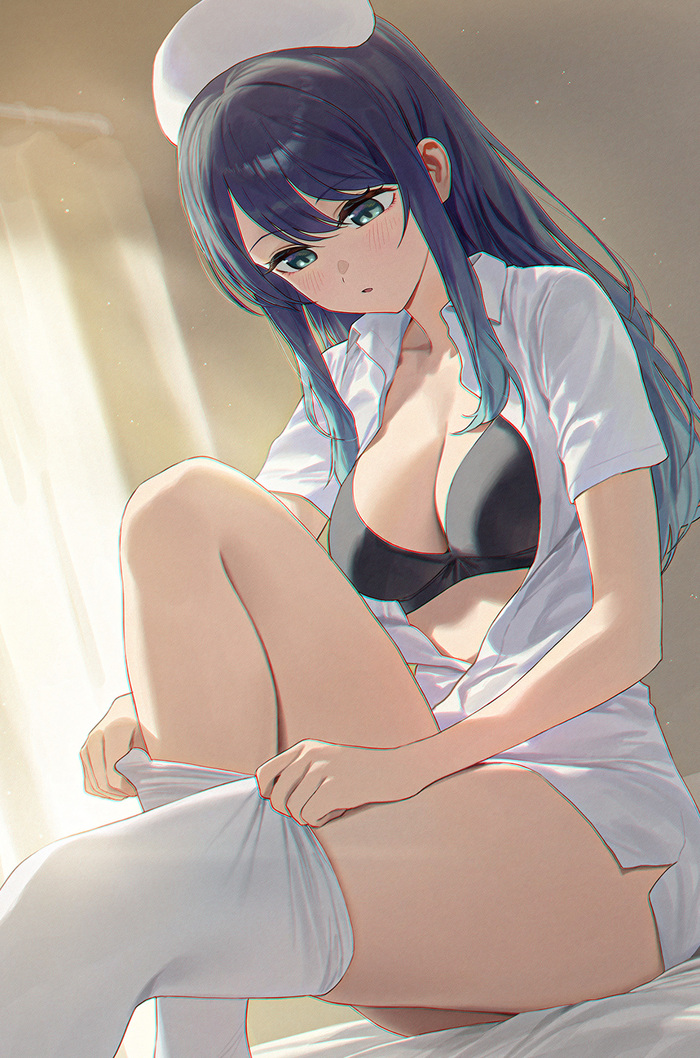 Nurse - 18+, Anime art, Anime, Girls, Oshi no Ko, Kurokawa Akane, Nurses, Bra, Hand-drawn erotica, NSFW