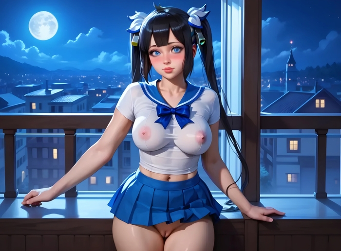 Hestia Danmachi - 18+, My, Hestia, Anime art, Art, Neural network art, Anime, Booty, Rule 34, Longpost, Danmachi, NSFW