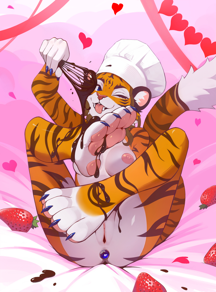 Cooking chocolade - 18+, Furry, Anthro, Art, Yiff, Furotica, Furry tiger, Longpost, NSFW