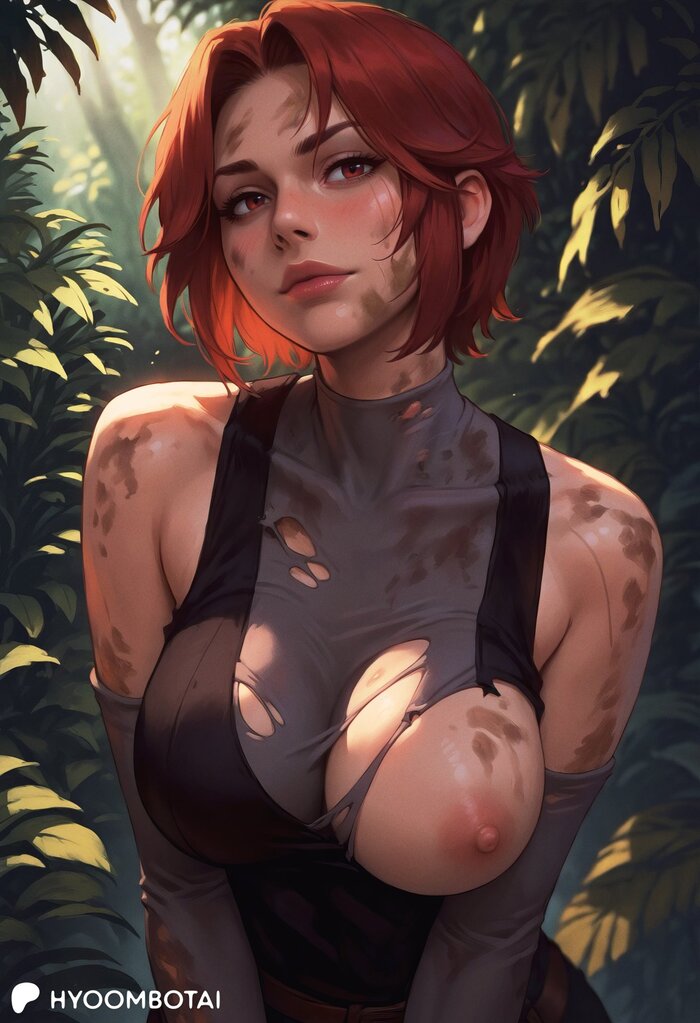 Regina - 18+, Аниме, Anime Art, Regina, Dino Crisis, Рисованная эротика, Сиськи, Игры, Девушки, Рыжие, Арты нейросетей, NSFW