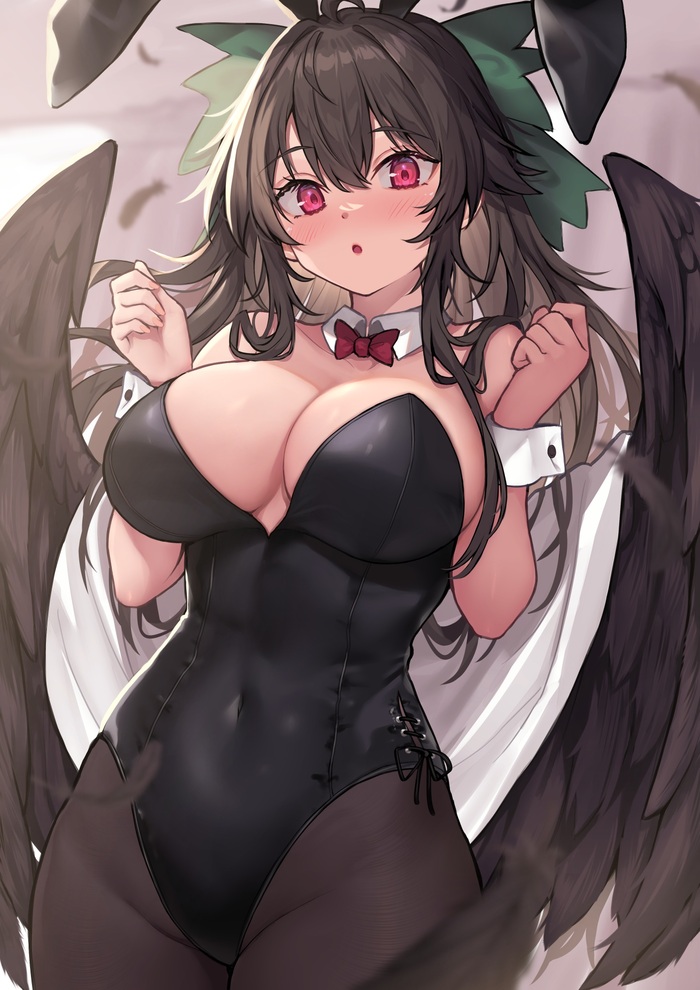 Bunny Reiuji - 18+, Touhou, Reiuji utsuho, Арт, Anime Art, Аниме, Wowoguni, Сиськи, Bunnysuit, Эротика, Рисованная эротика, Длиннопост, NSFW