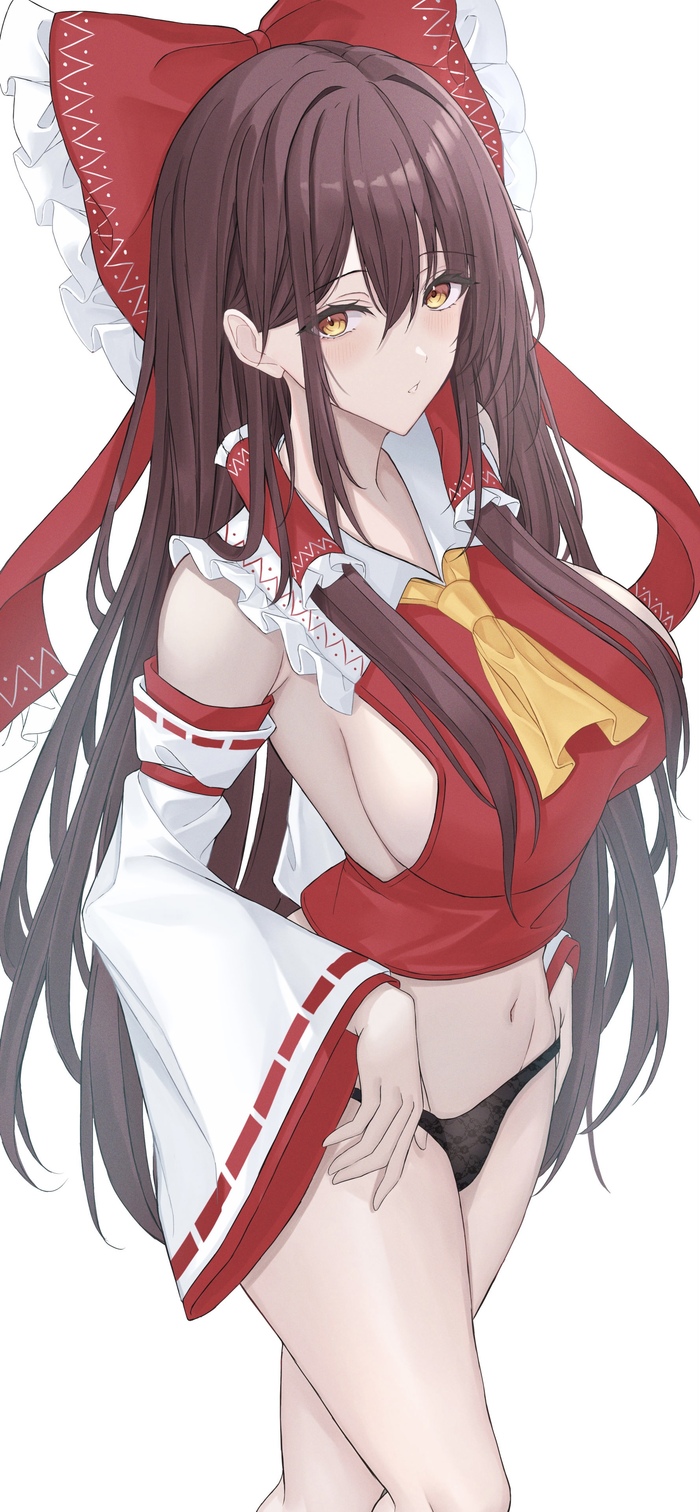 Hakurei Reimu - 18+, Touhou, Hakurei Reimu, Арт, Anime Art, Аниме, 7saki, Панцу, Эротика, Рисованная эротика, Длиннопост, NSFW