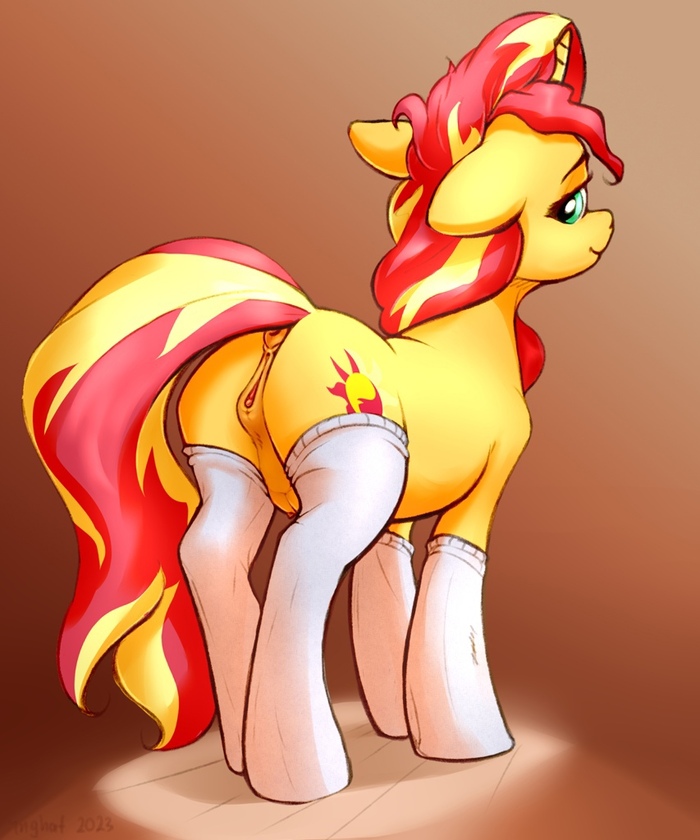 Бесстыдница в чулочках-носочках - NSFW, My Little Pony, PonyArt, MLP Explicit, Sunset Shimmer, MLP Носочки