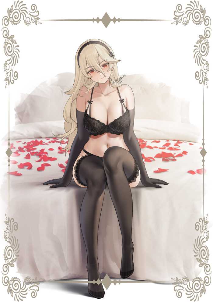 Corrin - NSFW, Аниме, Anime Art, Арт, Fire Emblem, Corrin, Чулки, Ноги, Рисованная эротика, Эротика