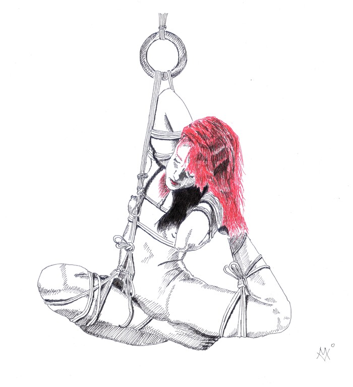 Shibari.. And maybe even shibari - NSFW, My, Art, Erotic, Hand-drawn erotica, Drawing, Shibari