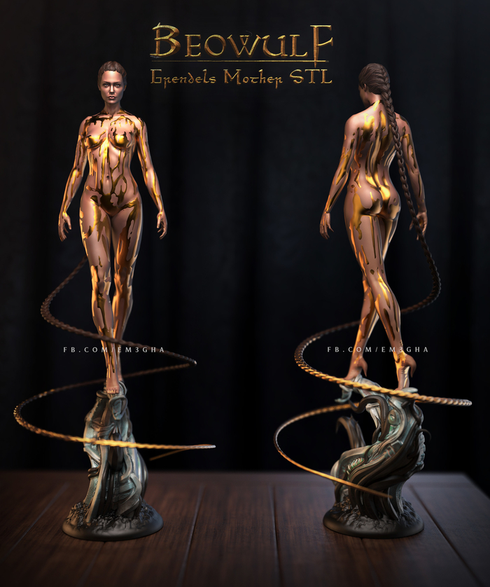 #Angelina_Jolie #Beowulf #NSFW - NSFW, Stand modeling, 3D печать, 3D printer, Collectible figurines, Longpost, Beowulf