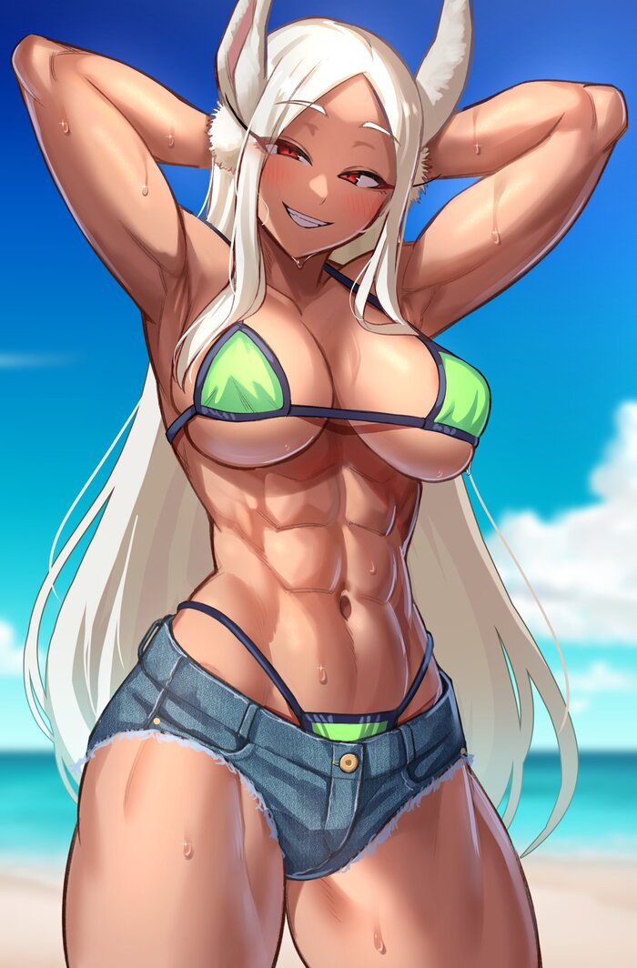 Miruko - NSFW, Аниме, Anime Art, Арт, Девушки, Miruko, Animal Ears, Bunny Ears, Крепкая девушка, Muscleart