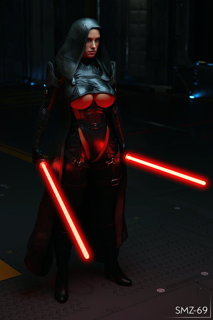 Trilla & Rey - NSFW, Art, 3D, Girls, Star Wars, Star Wars Jedi: Fallen Order, Rey, Lightsaber, Sith, Boobs, Erotic, Rudefrog, Smz-69, Longpost