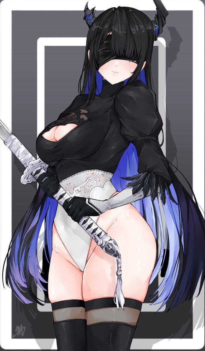 Neissa - NSFW, Anime art, Anime, Hololive, Virtual youtuber, NIER Automata, Yorha unit No 2 type B, Crossover, Longpost