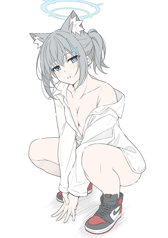 Sunaookami Shiroko - NSFW, Anime, Anime art, Art, Girls, Sunaookami shiroko, T1kosewad, Animal ears, Games