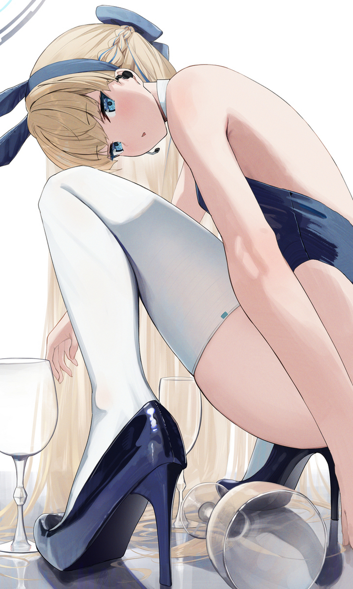 Зайка Токи - NSFW, Аниме, Anime Art, Blue archive, Asuma Toki, Bunnysuit, Чулки, Туфли на высоких каблуках