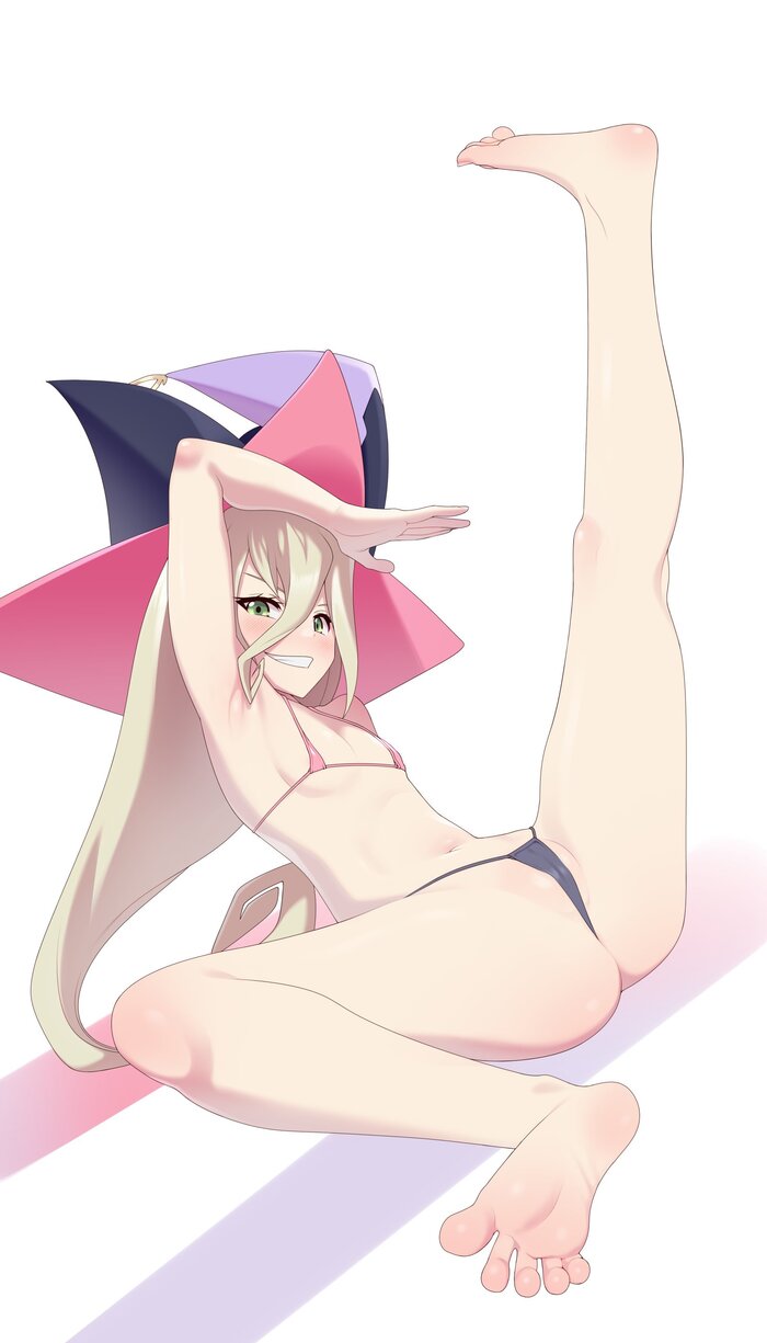 Magilou - NSFW, Anime art, Anime, Game art, Games, Tales of Berseria, Swimsuit, Foot fetish, Flat chest